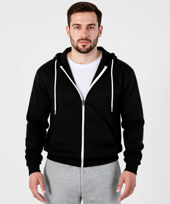 Men Slim Fit Zip Up Long Sleeves Hoodie