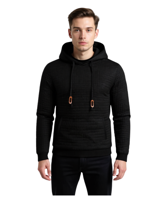 Men Hooded Sweatshirt With Long Sleeves And Drawstring Design