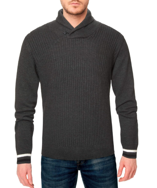Reverse Jersey Shawl Collar Sweater