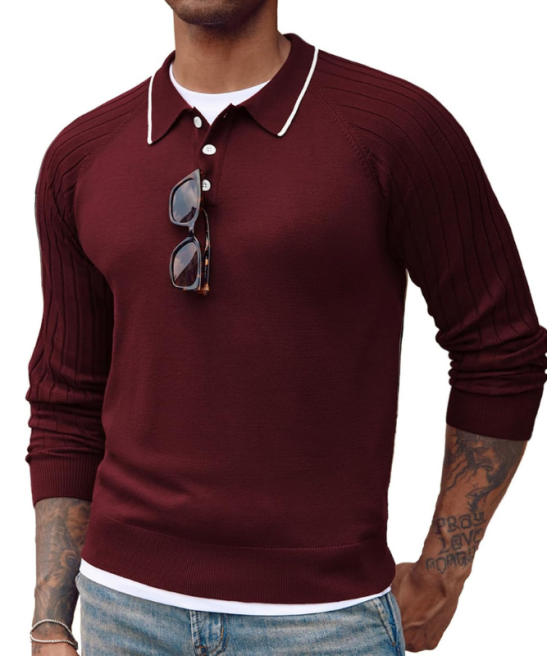Retro Button Up Polo Sweater