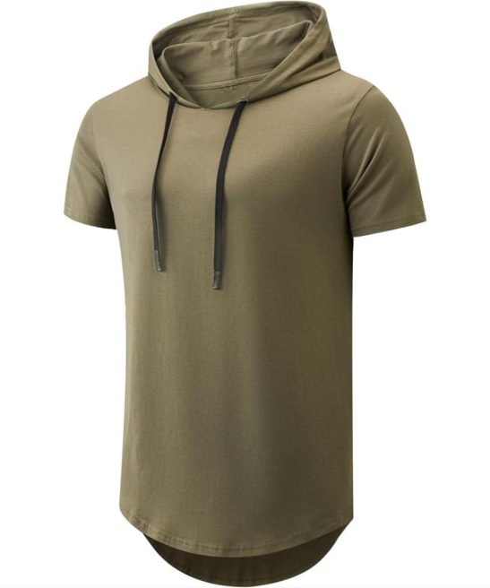 Cotton Short Sleeve Hooded T Shirt