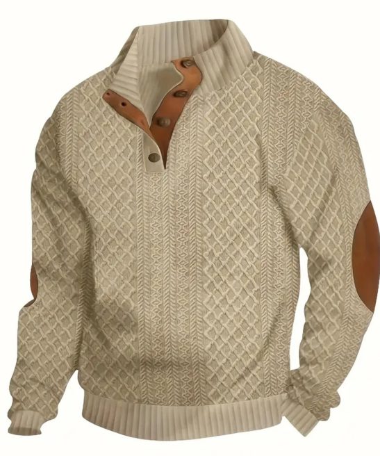 Button Up Stand Collar Long Sleeve Henley Shirt For Men