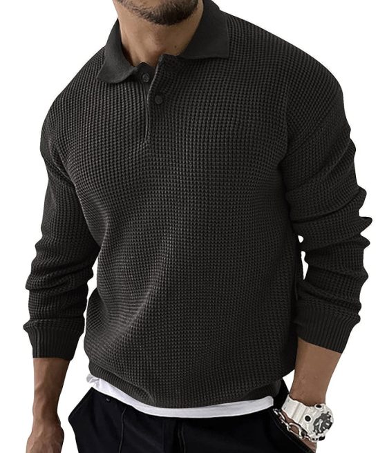 Casual Quarter Button Polo Sweater