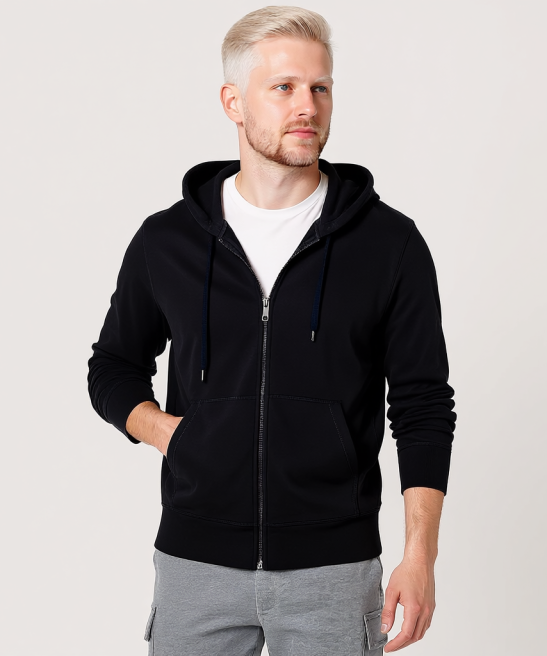 Lightweight French Terry Full Zip Hoodie For Men