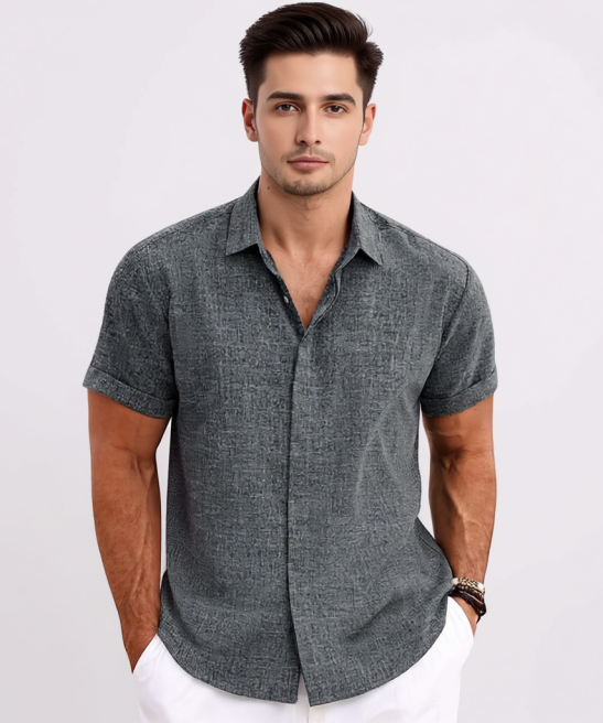 Linen Short Sleeve Casual Shirts For Men