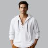 Men's Cotton Linen Hooded Button Down Shirt