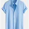 Slim Fit Ribbed Stand Collar Shirt