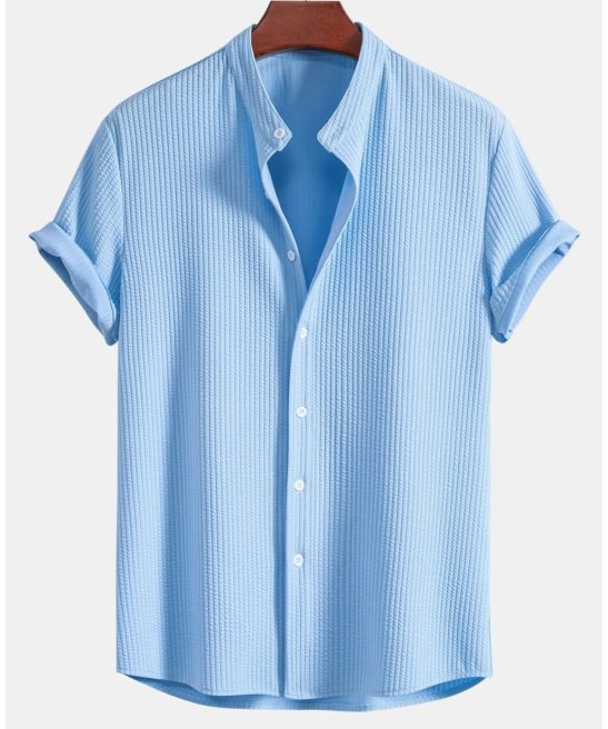 Slim Fit Ribbed Stand Collar Shirt