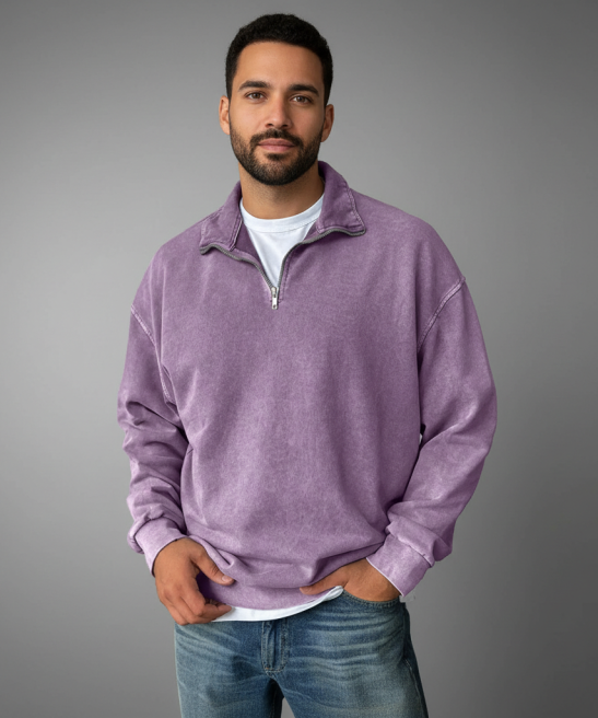 Half Zip Collar Sweatshirt For Men